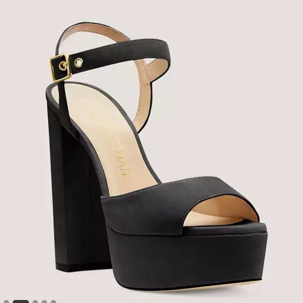 Stuart Weitzman Black SPARKLE Ryder 95 Platform Sandal